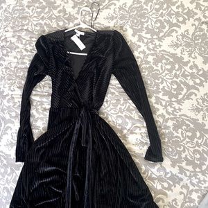 Baltic born black velvet wrap dress - size small